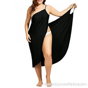 Womens Cover Ups Spaghetti Strap Backless Wrap Beach Swimsuit Midi Dress Black B07NZDLR1S